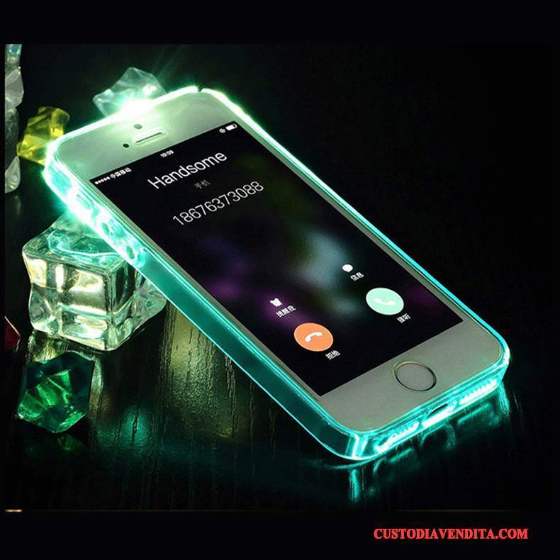Custodia iPhone 5/5s Creativo Telefono Verde, Cover iPhone 5/5s Protezione Trasparente