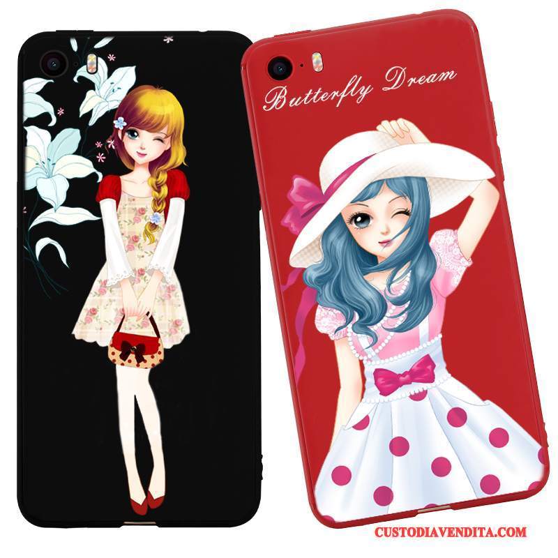 Custodia iPhone 5/5s Protezione Morbido Tendenza, Cover iPhone 5/5s Creativo Nero Rosso