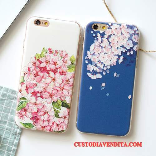 Custodia iPhone 6/6s Goffratura Blu Arte, Cover iPhone 6/6s Silicone Morbidotelefono