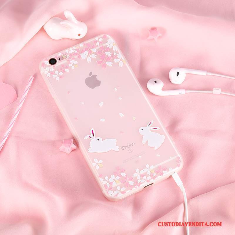 Custodia iPhone 6/6s Plus Cartone Animato Nuovo Rosa, Cover iPhone 6/6s Plus Silicone Ornamenti Appesitelefono