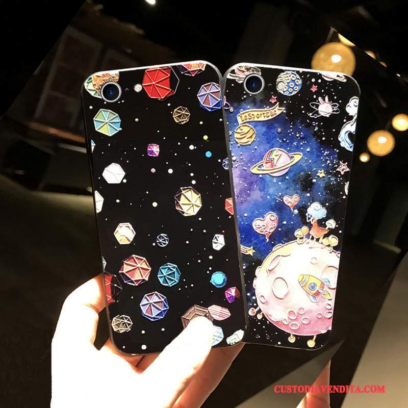 Custodia iPhone 6/6s Plus Colore Amanti Ring, Cover iPhone 6/6s Plus Goffratura Nero Ornamenti Appesi