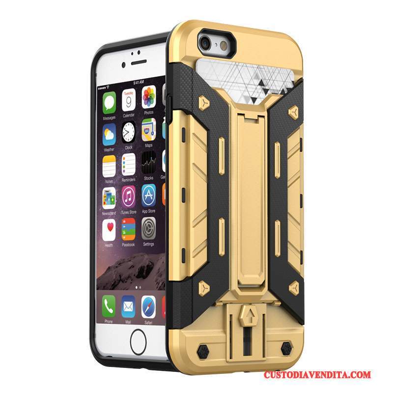 Custodia iPhone 6/6s Plus Creativo Telefono Oro, Cover iPhone 6/6s Plus Silicone Supporto Anti-caduta