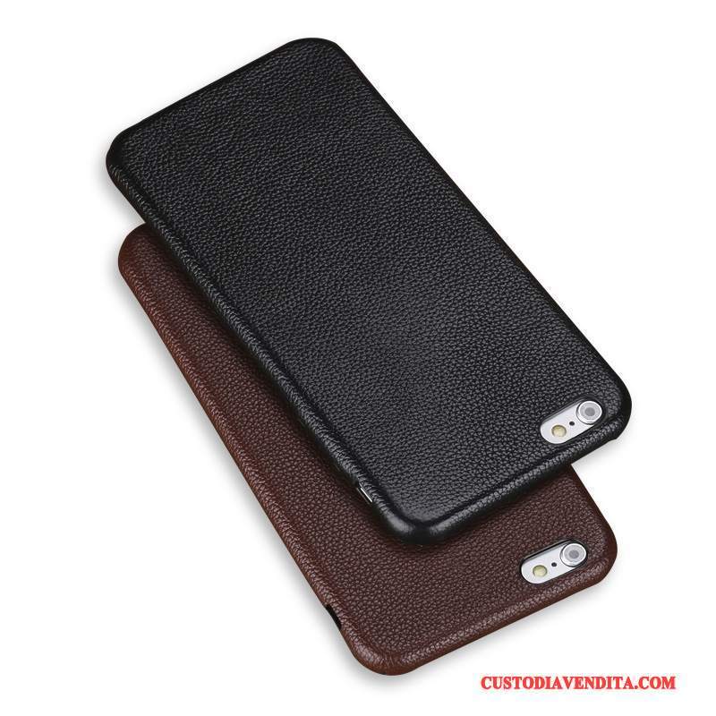 Custodia iPhone 6/6s Plus Pelle Nero Anti-caduta, Cover iPhone 6/6s Plus Protezione Marchio Di Tendenza Tutto Incluso