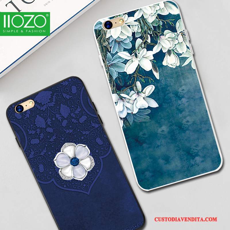 Custodia iPhone 6/6s Plus Silicone Tendenza Macchiati, Cover iPhone 6/6s Plus Goffratura Blu Morbido