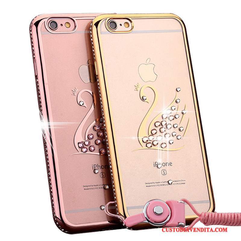 Custodia iPhone 6/6s Plus Strass Tendenza Oro, Cover iPhone 6/6s Plus Rosatelefono