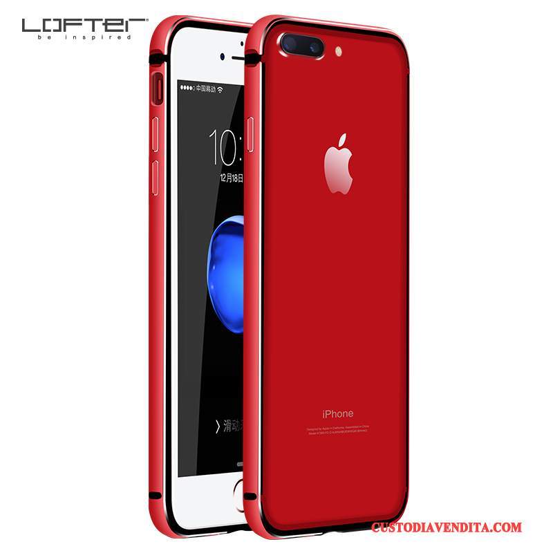 Custodia iPhone 7 Plus Creativo Rosso Metallo, Cover iPhone 7 Plus Silicone Telaiotelefono