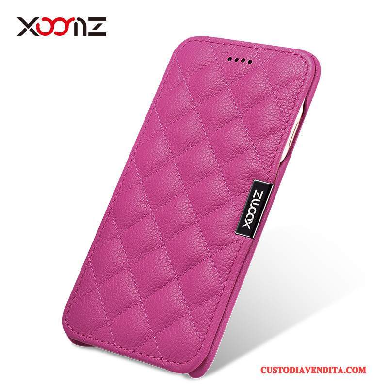 Custodia iPhone 7 Plus Folio Semplici Porpora, Cover iPhone 7 Plus Pelle Rossotelefono