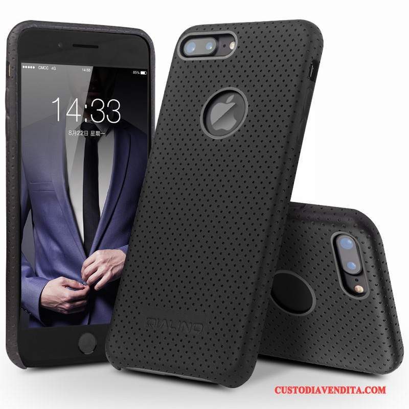 Custodia iPhone 7 Plus Pelle Coperchio Posteriore Affari, Cover iPhone 7 Plus Protezione Nerotelefono