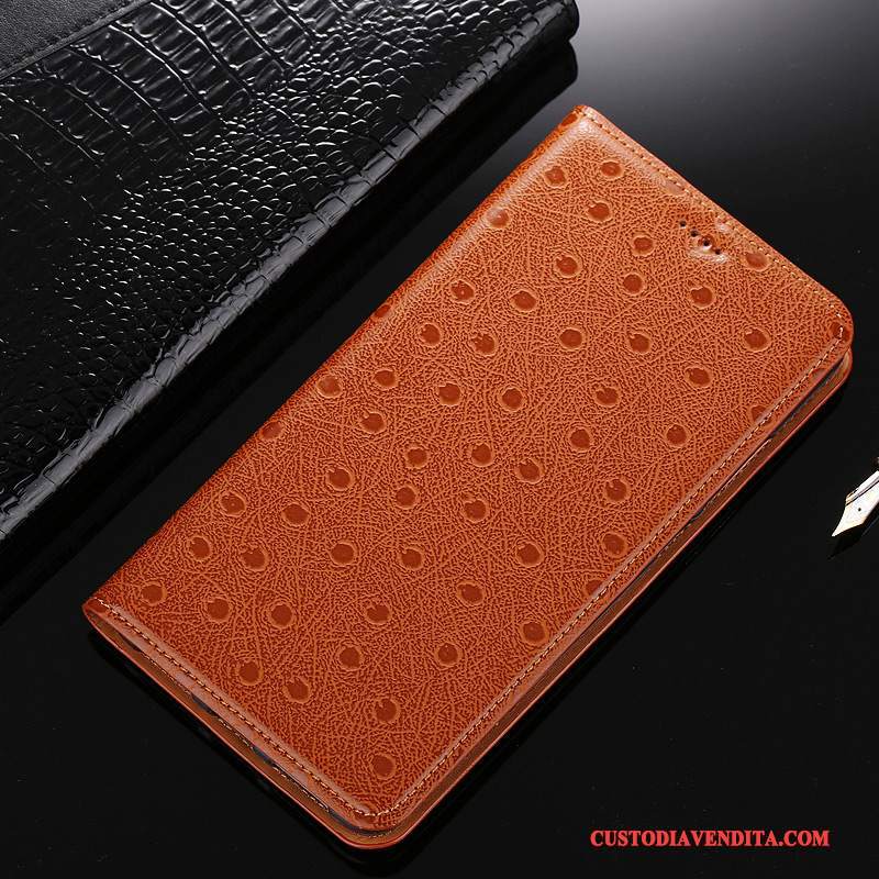 Custodia iPhone 7 Plus Pelle Marrone Uccello, Cover iPhone 7 Plus Protezione Giallotelefono