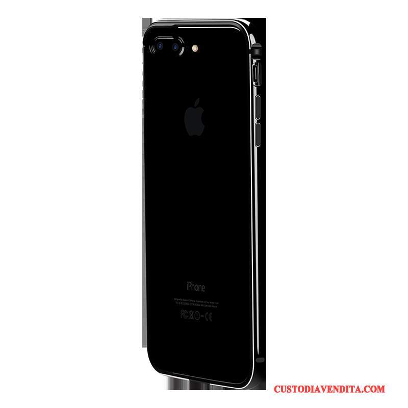 Custodia iPhone 7 Plus Silicone Anti-caduta Metallo, Cover iPhone 7 Plus Nero Lusso