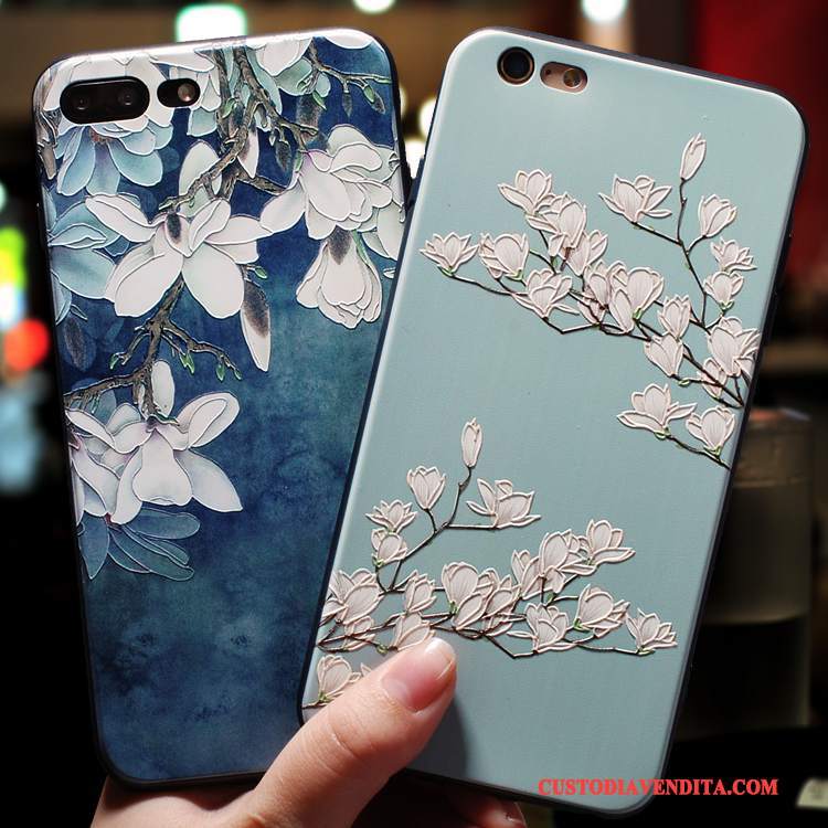 Custodia iPhone 7 Plus Silicone Morbido Nuovo, Cover iPhone 7 Plus Goffratura Blutelefono