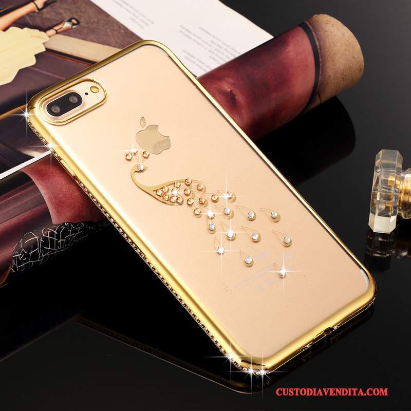 Custodia iPhone 7 Plus Strass Lusso Oro, Cover iPhone 7 Plus Silicone Telefono Tutto Incluso