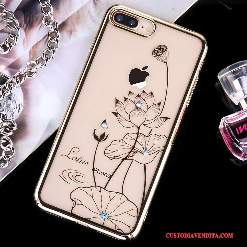 Custodia iPhone 7 Plus Strass Lussotelefono, Cover iPhone 7 Plus Oro Tendenza