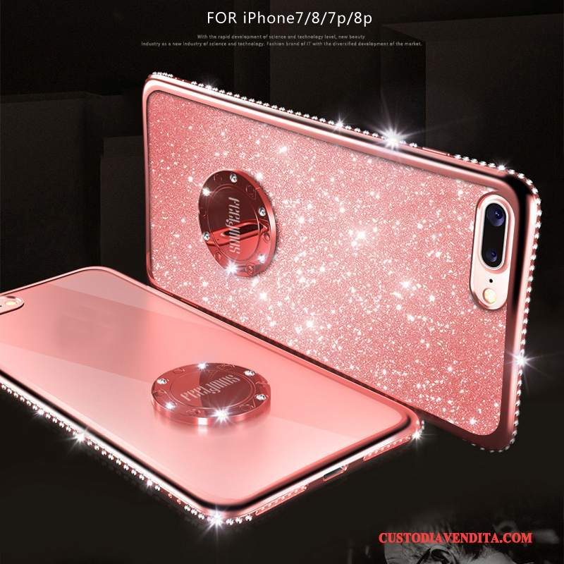 Custodia iPhone 7 Plus Strass Rosso Marchio Di Tendenza, Cover iPhone 7 Plus Silicone Anti-caduta Elegante