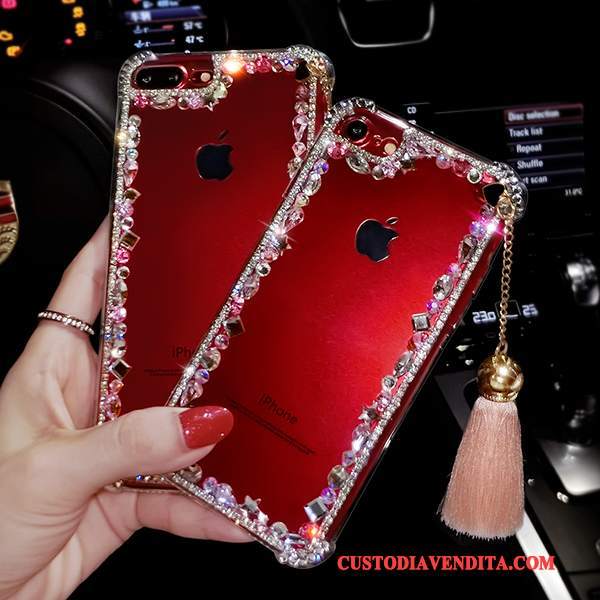 Custodia iPhone 7 Plus Strass Telefono Morbido, Cover iPhone 7 Plus Silicone Nappa Lusso