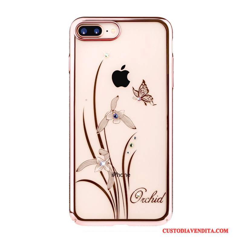 Custodia iPhone 7 Plus Strass Trasparente Lusso, Cover iPhone 7 Plus Tutto Incluso Difficile