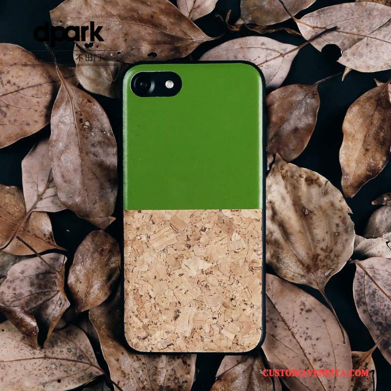 Custodia iPhone 8 Pelle Legno Verde, Cover iPhone 8 Tutto Inclusotelefono