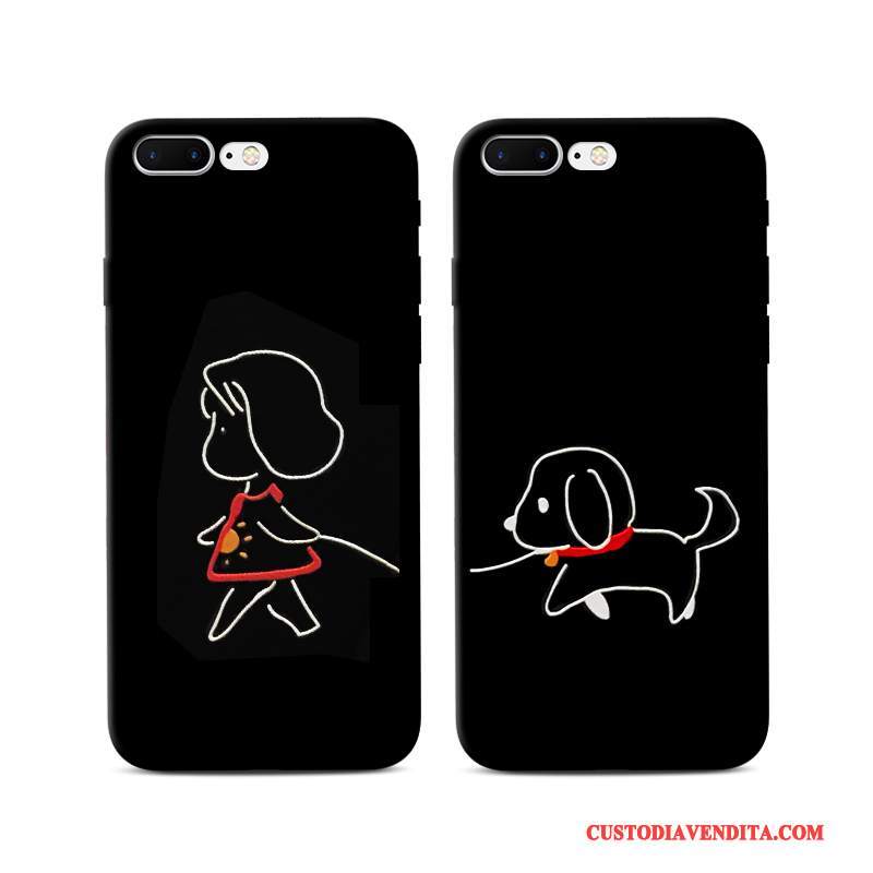 Custodia iPhone 8 Plus Cartone Animato Nero Amanti, Cover iPhone 8 Plus Silicone Di Personalità Morbido