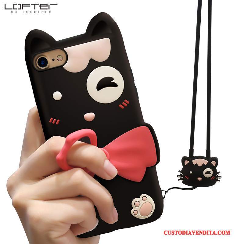 Custodia iPhone 8 Plus Cartone Animato Super Carino Bello, Cover iPhone 8 Plus Silicone Nero Morbido