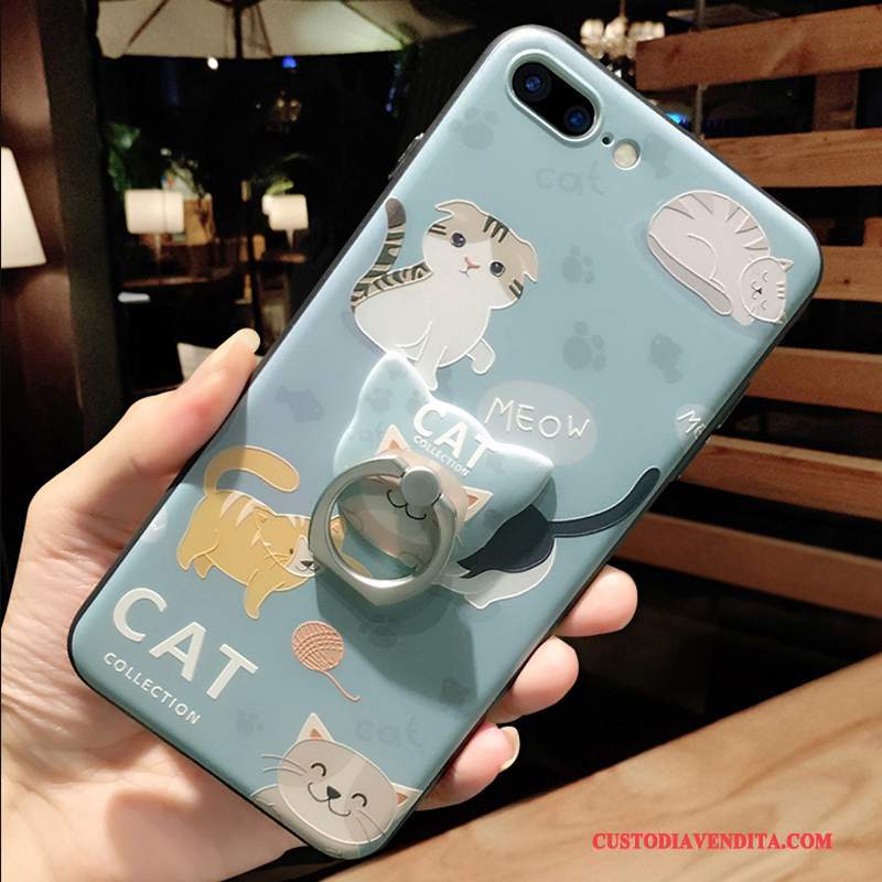 Custodia iPhone 8 Plus Cartone Animato Telefono Blu, Cover iPhone 8 Plus Goffratura Marchio Di Tendenza Nuovo