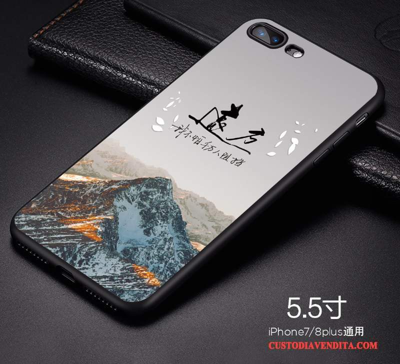 Custodia iPhone 8 Plus Creativo Anti-caduta Macchiati, Cover iPhone 8 Plus Morbido Blu