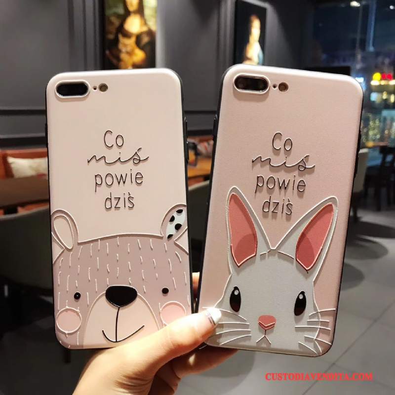 Custodia iPhone 8 Plus Creativo Rosatelefono, Cover iPhone 8 Plus Protezione Di Personalità Coniglio