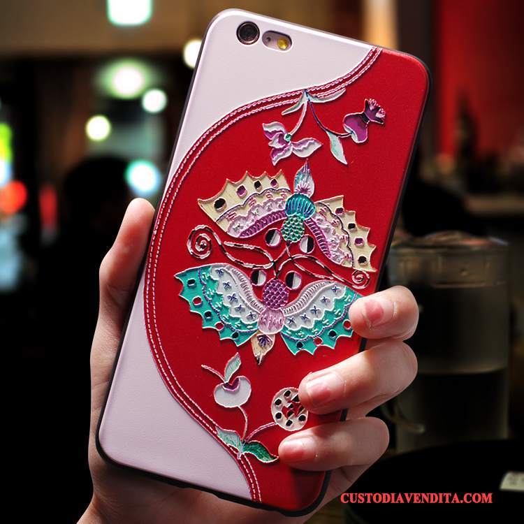 Custodia iPhone 8 Plus Creativo Telefono Di Personalità, Cover iPhone 8 Plus Silicone Stile Cinese Rosso