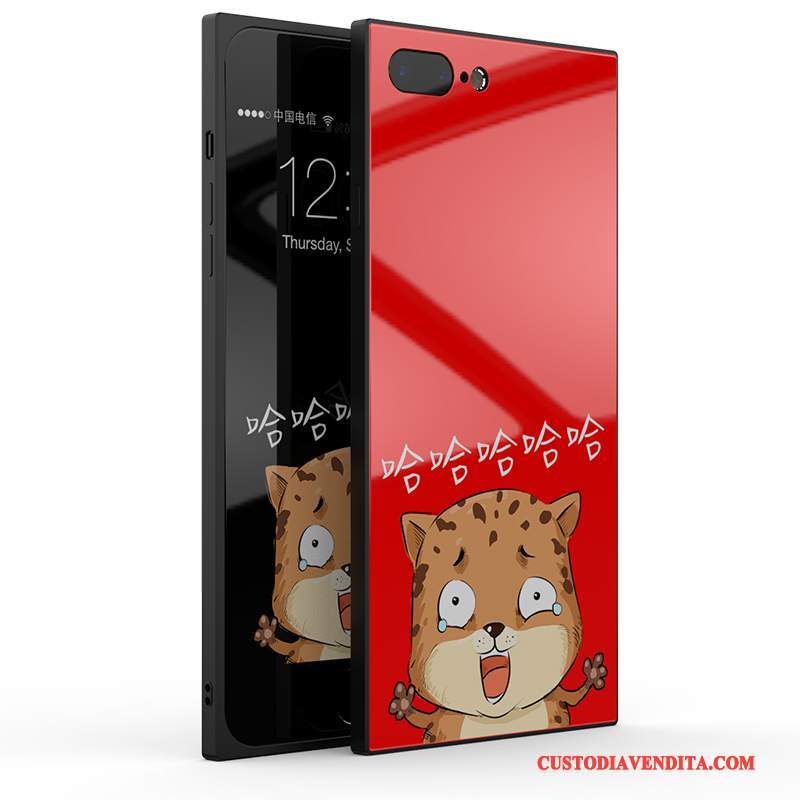 Custodia iPhone 8 Plus Creativo Tendenza Nuovo, Cover iPhone 8 Plus Silicone Vetro Rosso