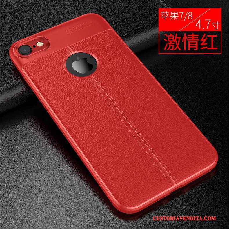 Custodia iPhone 8 Plus Pelle Anti-caduta Tendenza, Cover iPhone 8 Plus Silicone Modello Rosso