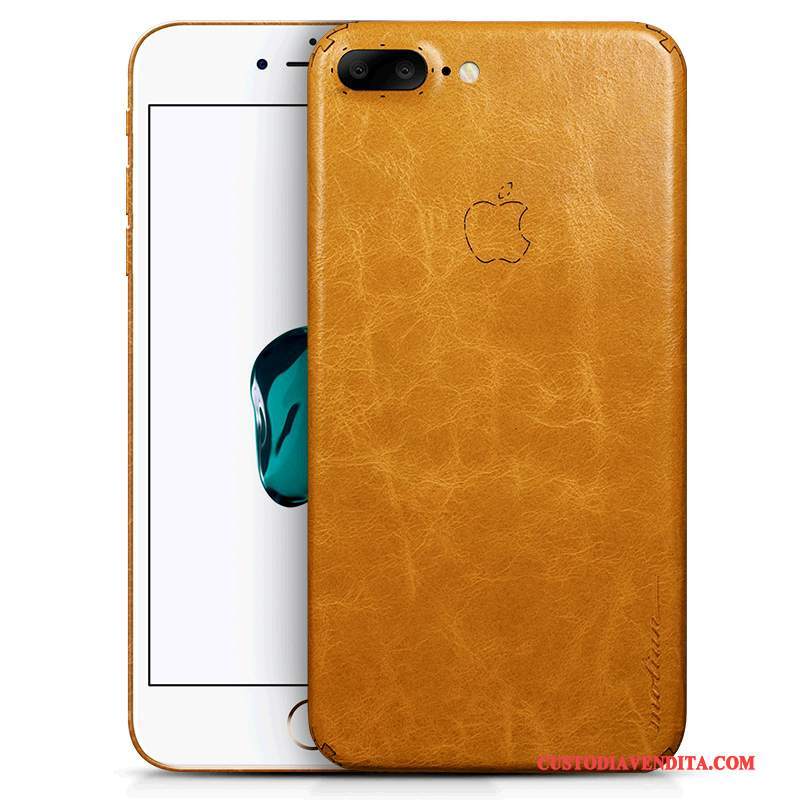Custodia iPhone 8 Plus Pelle Telefono Lusso, Cover iPhone 8 Plus Creativo Giallo Sottile