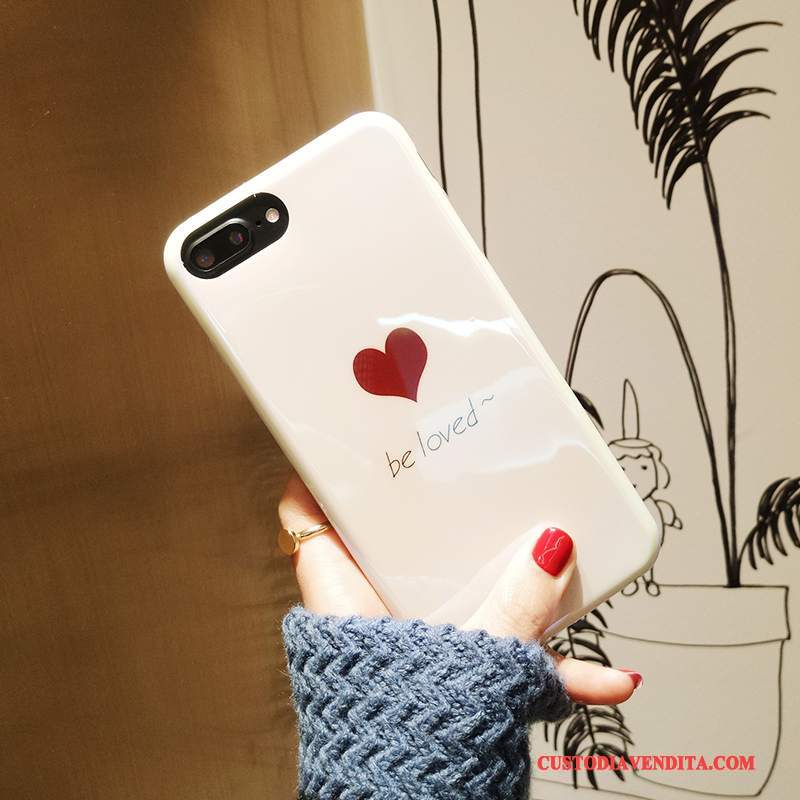 Custodia iPhone 8 Plus Silicone Amare Bianco, Cover iPhone 8 Plus Tendenza Morbido