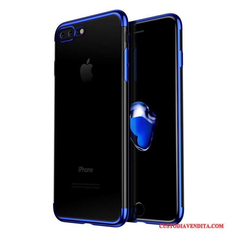 Custodia iPhone 8 Plus Silicone Blu Sottile, Cover iPhone 8 Plus Tendenzatelefono