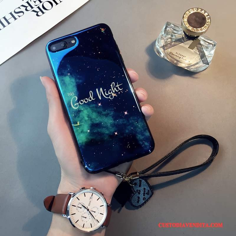 Custodia iPhone 8 Plus Silicone Morbido Blu, Cover iPhone 8 Plus Costellazionetelefono