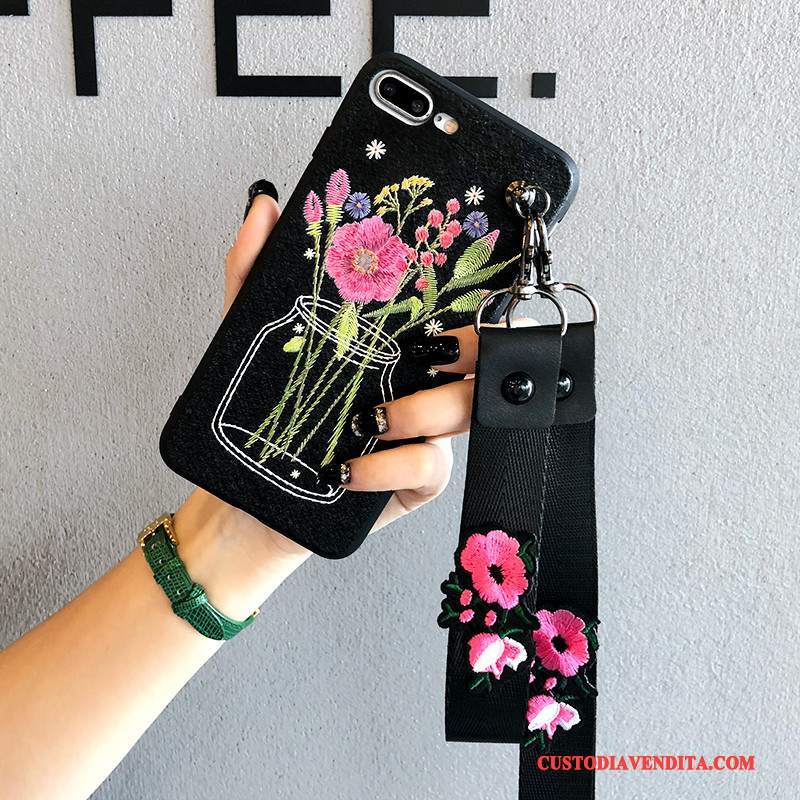 Custodia iPhone 8 Plus Silicone Ornamenti Appesitelefono, Cover iPhone 8 Plus Colore Marchio Di Tendenza Fiori