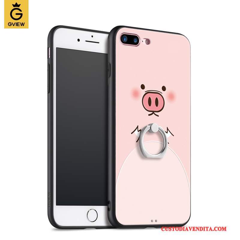 Custodia iPhone 8 Plus Silicone Rosa Marchio Di Tendenza, Cover iPhone 8 Plus Ringtelefono
