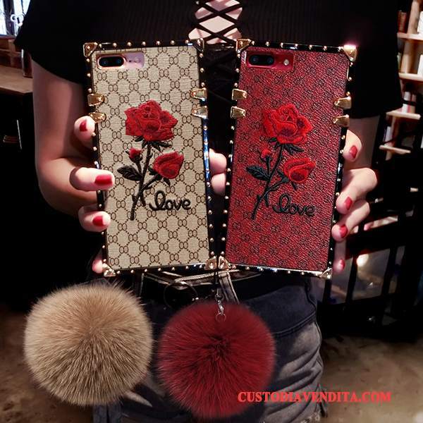 Custodia iPhone 8 Plus Silicone Telefono Rosso, Cover iPhone 8 Plus Elegante Ornamenti Appesi