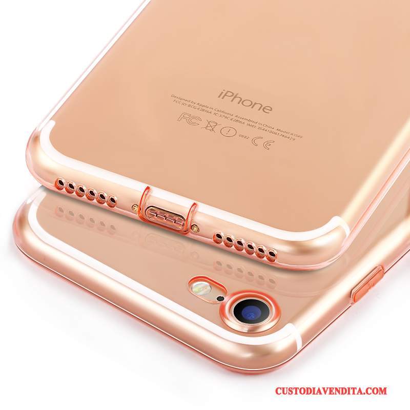 Custodia iPhone 8 Plus Silicone Telefono Trasparente, Cover iPhone 8 Plus Protezione Anti-caduta Oro