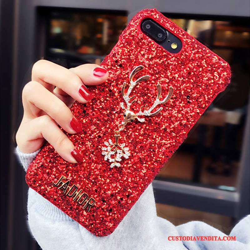 Custodia iPhone 8 Plus Strass Con Strass Brillante, Cover iPhone 8 Plus Telefono Rosso