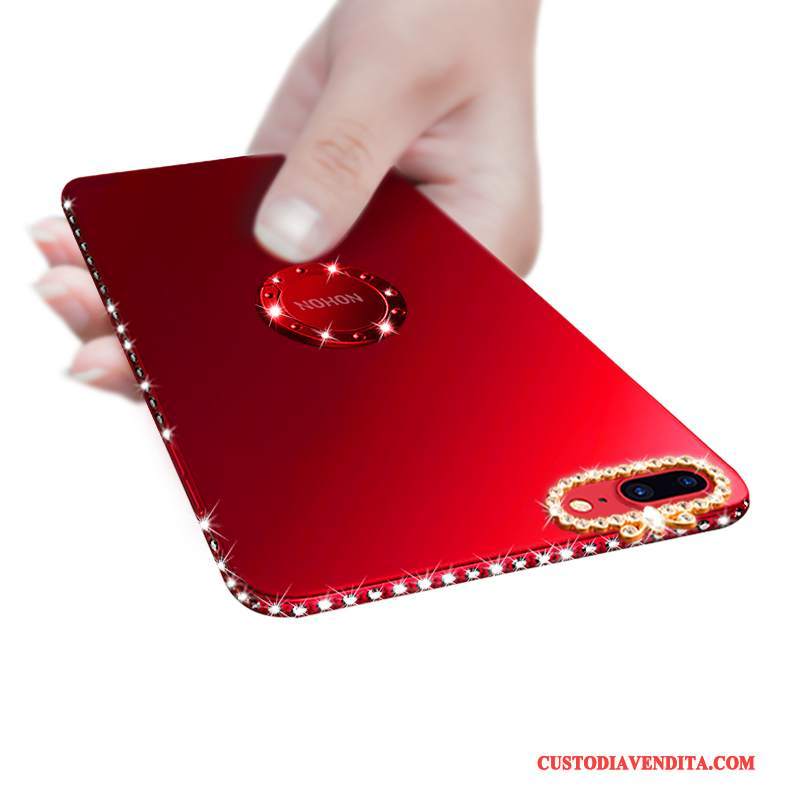 Custodia iPhone 8 Plus Strass Morbido Supporto, Cover iPhone 8 Plus Silicone Macchiati Rosso