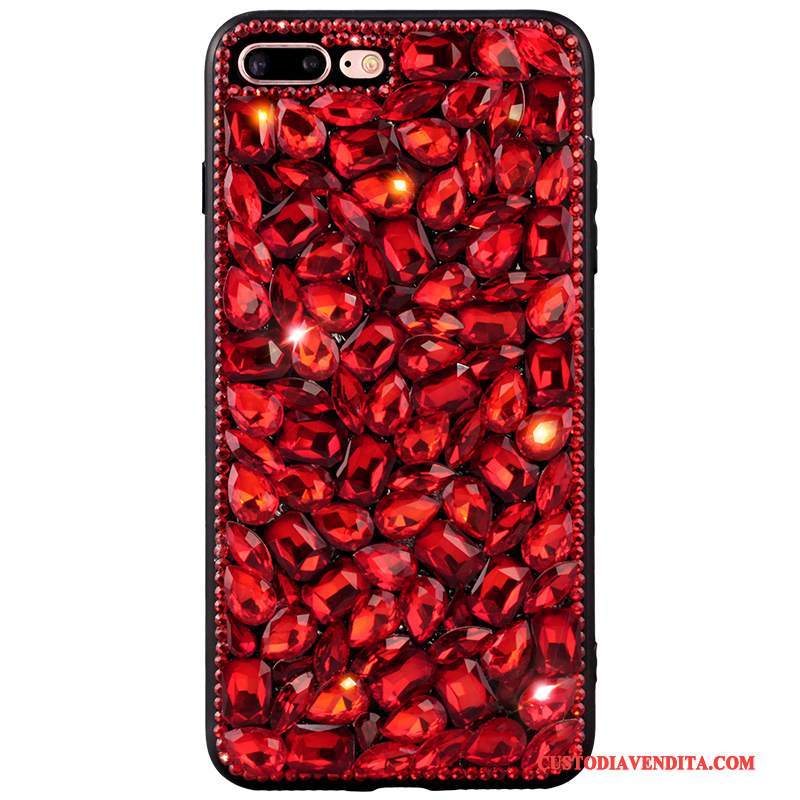 Custodia iPhone 8 Plus Strass Rosso Di Personalità, Cover iPhone 8 Plus Elegante Tendenza