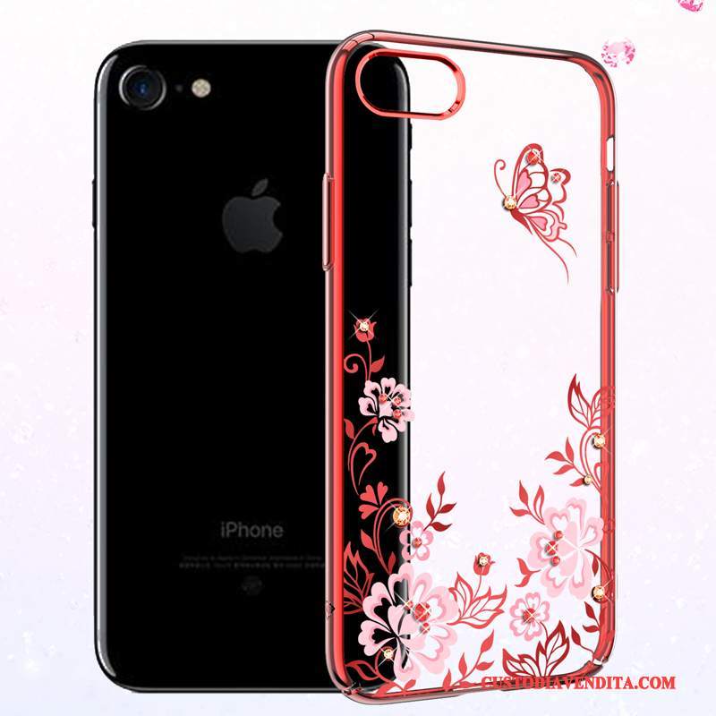 Custodia iPhone 8 Strass Ornamenti Appesi Nuovo, Cover iPhone 8 Lusso Rosso