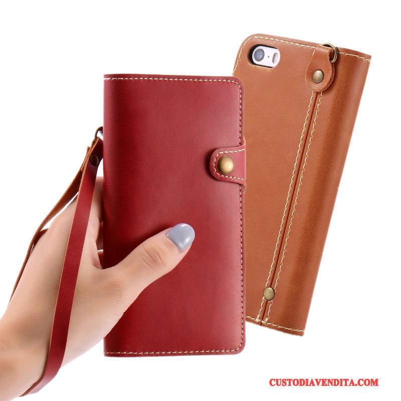 Custodia iPhone Se Pelle Ornamenti Appesi Vino Rosso, Cover iPhone Se Folio Tendenzatelefono