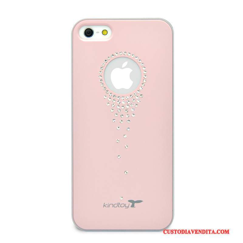 Custodia iPhone Se Strass Rosa Rosso, Cover iPhone Se Moda Telefono