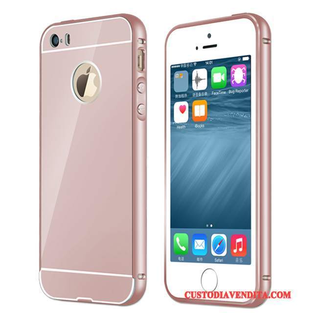 Custodia iPhone Se Telefono Rosa, Cover iPhone Se Metallo Telaio