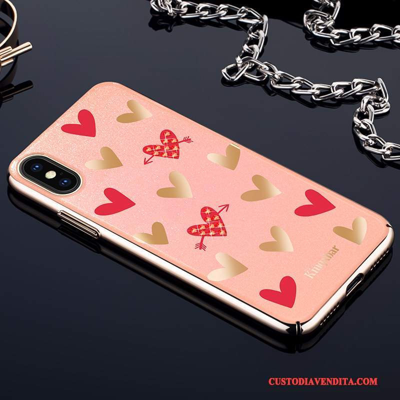 Custodia iPhone X Creativo Oro Lusso, Cover iPhone X Strass Anti-caduta Rosa