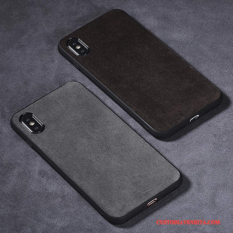 Custodia iPhone X Pelle Telefono Tendenza, Cover iPhone X Silicone Grigio Tutto Incluso