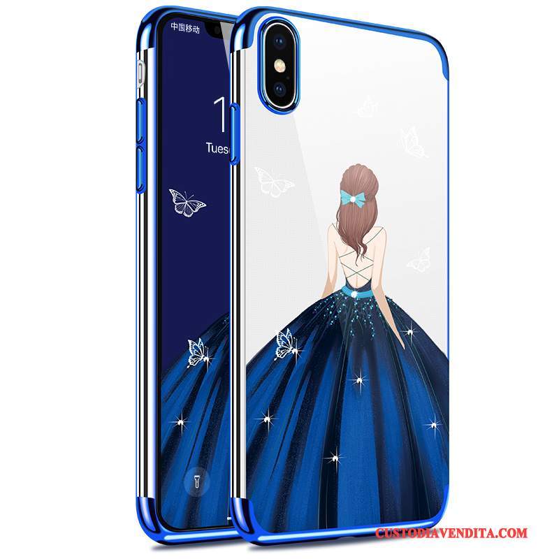 Custodia iPhone X Silicone Trasparente Placcatura, Cover iPhone X Sottile Morbido