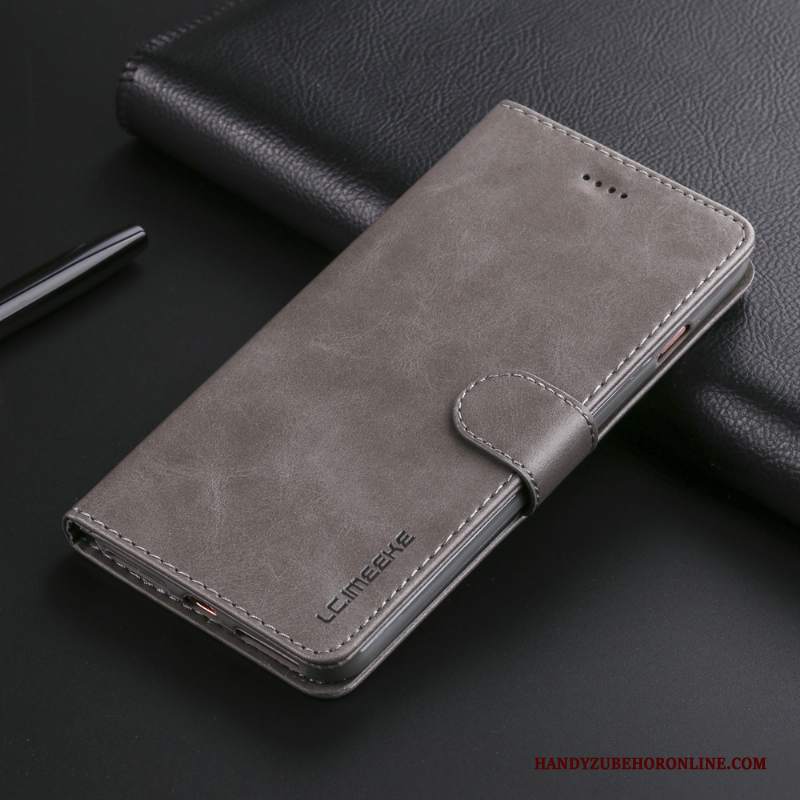 Custodia iPhone Xr Pelle Telefono Anti-caduta, Cover iPhone Xr Protezione Grigio Tutto Incluso