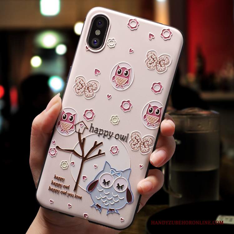 Custodia iPhone Xs Cartone Animato Rosa Macchiati, Cover iPhone Xs Creativo Nuovo Bello