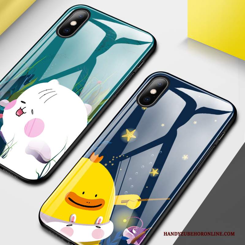 Custodia iPhone Xs Cartone Animato Vetro Bello, Cover iPhone Xs Net Red Tutto Incluso